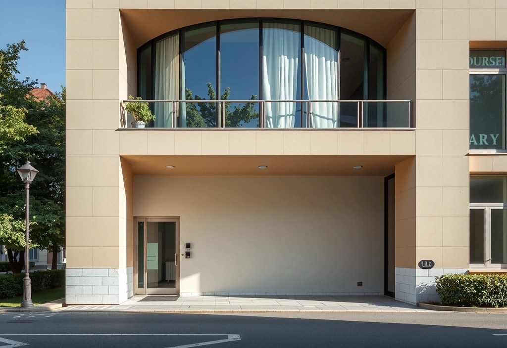 Pohled na vchod do kanceláře v Praze 3 pro lepší orientaci